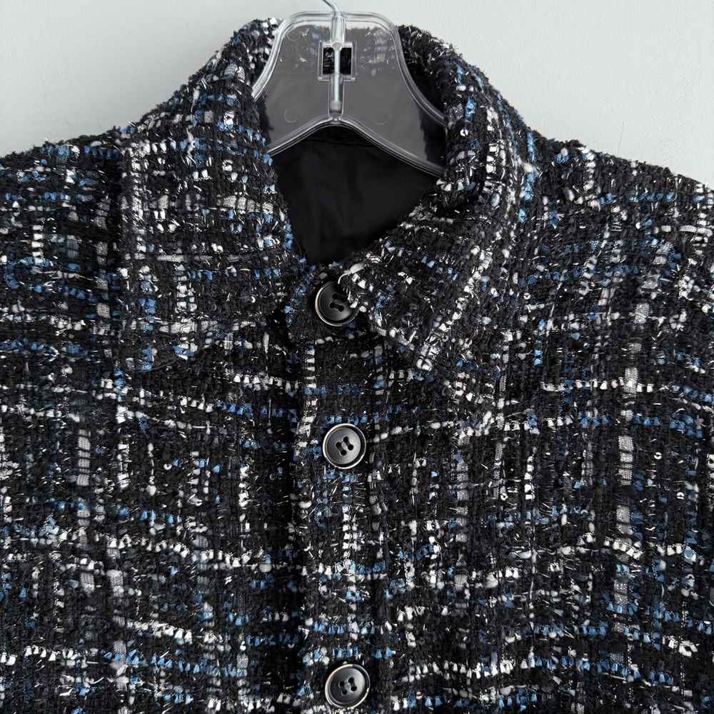 CHARLIE LUCIANO Tweed Overshirt Unisex XS Plaid Academial Shaket Fall Jacket - Picture 11 of 16